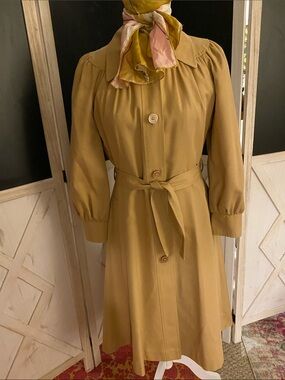 Vintage Trench Coat by Downpour JR Fit and Flare Belted